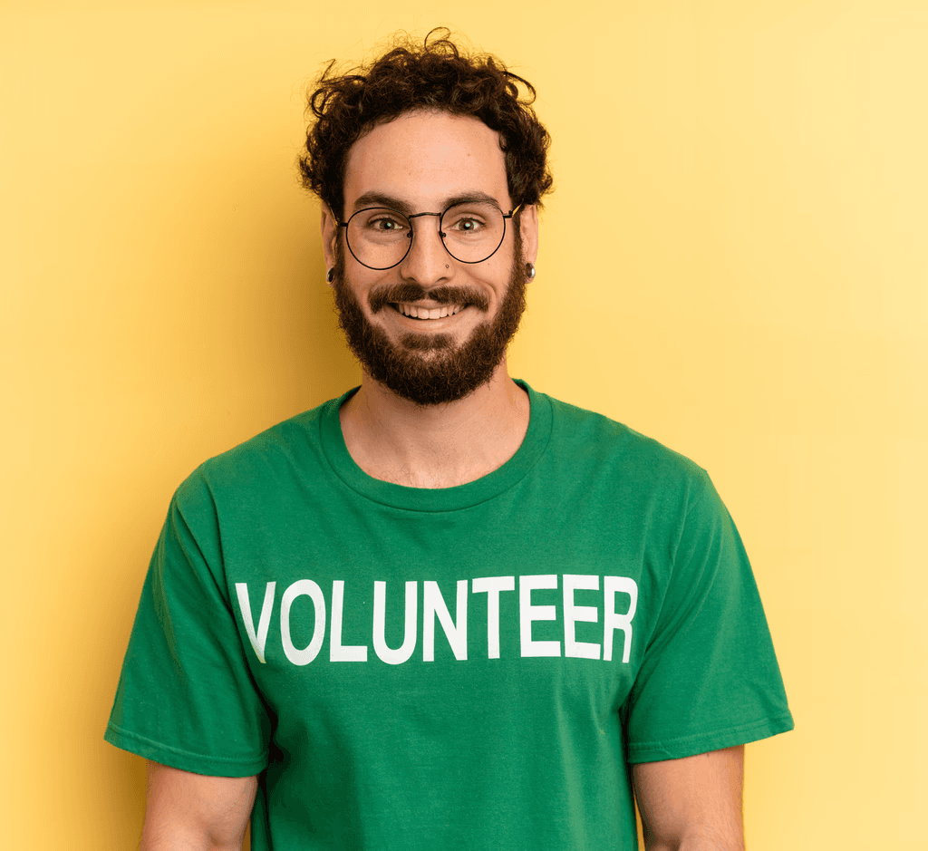 Volunteer in green t-shirt